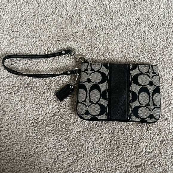 Coach black/grey striped wristlet - Picture 2 of 4